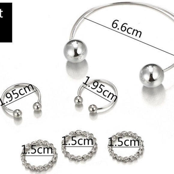 Beautiful Silver 6 Piece Mid Finger Bangle Set - Picture 5 of 5